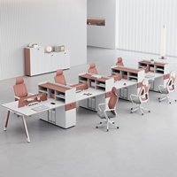 Bureau d'ordinateur moderne pour employés avec écran de confidentialité intégré |   Bureau modulaire pour 2, 4 ou 6 personnes, bureau d'entreprise à plan ouvert
