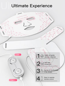 Máscara de terapia de luz infrarroja Colágeno facial Máscara de cuello de cara Led eléctrica Terapia facial de luz roja infrarroja - Product Image 3