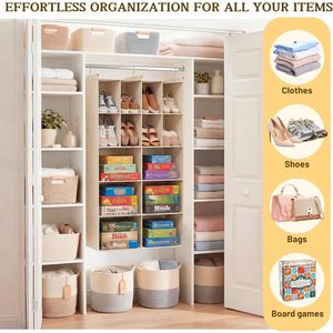 Organizador de armario colgante con 14 compartimentos de tela no tejida para almacenamiento de ropa en el dormitorio con 3 ganchos - Product Image 6
