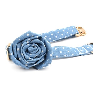 Personal isiertes <span class=keywords><strong>Blue</strong></span> Denim Hunde halsband und Leine Set mit stilvoller Fliege - Product Image 6
