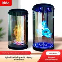 Cabina holográfica LCD 3D, pequeño gabinete de exhibición de fotos interactivo de escritorio, equipo de Educación de voz de proyección AI Holobox