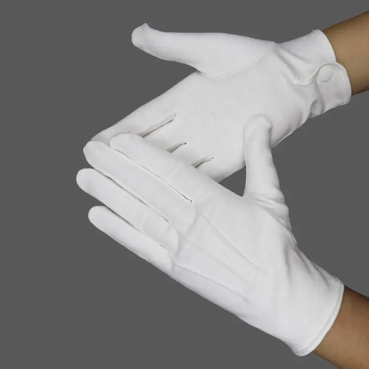 Beyaz pamuklu kapıcı resmi smokin koruyucu geçit Catering kostüm üniforma tören eldivenleri Snap manşet