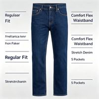 Jeans décontractés pour hommes, coupe droite, taille confortable, denim en coton délavé