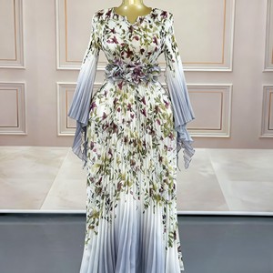 Robe plissée Tsuga de style européen en organza de haute qualité avec motifs imprimés - Product Image 3