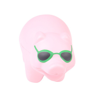 Pink Pig <b>Squishy</b> Toy With Green Sunglasses Soft Pu Fidget Stress Relief For Kids Unisex 2 To 4 Years - Product Image 4