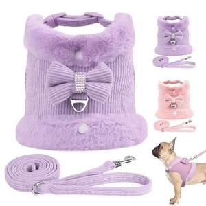 Set tali kekang katun hangat untuk anak anjing Perancis Bulldog Chihuahua Yorkie kucing lucu fitur terpisah <span class=keywords><strong>Harness</strong></span> anjing - Product Image 2