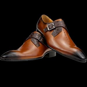 Nouvelles chaussures Oxford formelles pour hommes, en cuir patchwork, à bout carré, à lacets, antidérapantes, respirantes et légères, idéales pour les occasions sociales, les mariages et le bureau. - Product Image 6