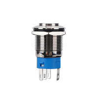 Interrupteur à bouton-poussoir LED en acier inoxydable étanche IP65, autobloquant, avec voyant lumineux, commande marche/arrêt, trou de montage 12/16/19/22 mm