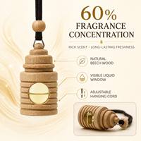 Diffuseur de parfum pour voiture en bois, support alvéolé en forme de ruche, fenêtre de niveau de liquide visible, concentration de parfum à 60 % longue durée, logo personnalisé