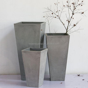 Cemento rettangolare imitata in legno aiuola combinazione vaso per piantare moderna semplice scatola da giardino paesaggistica in calcestruzzo - Product Image 1