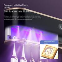 Stérilisateur de brosse à dents UV mural sans perforation UVC+UVA 99,99% de désinfection Séchage à la chaleur Installation sans perçage Plastique