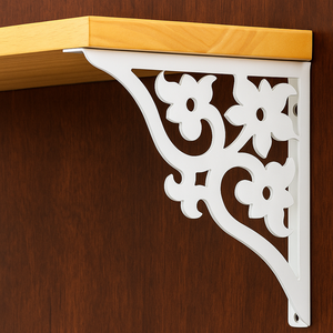 Estante de pared triple floral blanco grande de madera, elegante estantería decorativa flotante para sala de estar, dormitorio, baño - Product Image 2