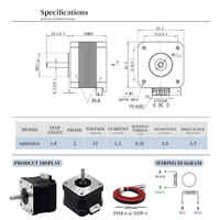 Motor Stepper Nema 17 Seri 42x42x23mm 34mm 40mm 48mm 60mm 12V 4 Lead Hybrid untuk Printer 3D dan CNC
