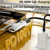 PD100W Aluminiumlegierung Kurzschluss-Schutz 2-in-1 Audio & Daten USB-C zu USB Adapter für Kopfhörer & Laptops
