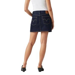 Falda Vaquera Negra Personalizada con Costuras en Color de Contraste para Mujer, 100% Algodón, Lavado Oscuro, Cintura Alta, Minifalda - Product Image 4