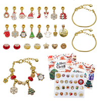 Weihnachts-Adventskalender Charm-Armband-Set für Damen mit Natursteinen, DIY 24 Überraschungen, Weihnachtsgeschenk