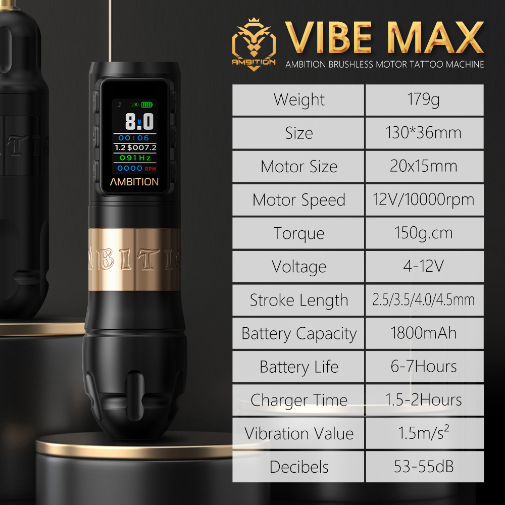 その他 Ambition vibe max tattoo machin Ambition Vibe Max 2.5-3.5-4.0-4.5mm Stroke Wireless Tattoo