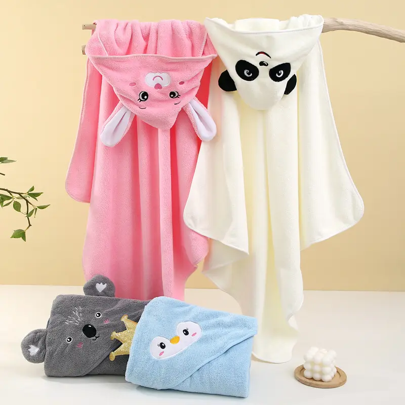 Baby Blanket Shower Towel Animal Newborn Baby Body Wrap Towel Hooded Cartoon Baby Coral Fleece Kids Bath Towel