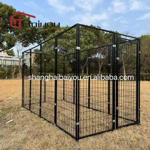 Kandang Anjing Besi Kokoh Mudah Bongkar Pasang, Kandang Mewah untuk Anjing Besar, Rumah Anjing Luar Ruangan dengan Kotak Atap - Product Image 2