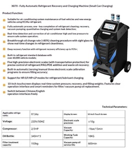WDF X870 Unité de service de charge d'équipement de voiture entièrement automatique à double <span class=keywords><strong>gaz</strong></span> et chargeur de <span class=keywords><strong>gaz</strong></span> R1234A Machine de récupération de courant alternatif - Product Image 4