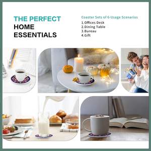 Posavasos de cerámica de corcho aislado Posavasos de cerámica pintados a mano Posavasos de cerámica de Marruecos Dormake - Product Image 6