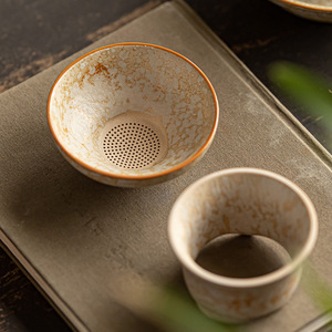 Colador de Té de Cerámica con Filtro, Juego de Dos Piezas, Acabado Glaseado Antiguo, Accesorio para Té Kung Fu, Hecho en Dehua - Product Image 2