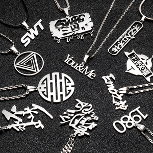 <span class=keywords><strong>Collana</strong></span> Personalizzabile in Acciaio Inossidabile con Ciondolo Placcato Oro, <span class=keywords><strong>Incisione</strong></span> Laser, Design Gratuito, Accetta Personalizzazioni su Campione - Product Image 1