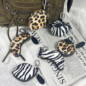 Mini sac à clés en PU imprimé léopard, pendentif, porte-monnaie pour fruits, pliable - Product Image 1