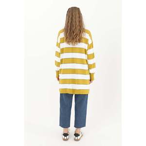 Blusa Túnica Casual a Rayas de Manga Larga para Mujer, Color Verde Oliva, Cómoda para Uso Diario y Oficina, Corte Moderno - Product Image 3