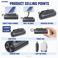 Power Bank Mini 4500mAh Isi Ulang Langsung Ukuran Saku Kabel Tipe C Penyangga Ponsel Portabel Perjalanan Darurat Grosir