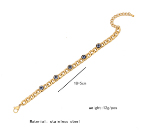 Stile europeo americano doppio strato in acciaio inox collana e orecchini bracciale Set di diamanti croce moda con placcatura in oro - Product Image 6