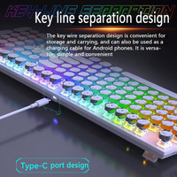F23 Keyboard game mekanis tombol biru Keyboard keren Retro Steam Punk mesin tik bulat keycap Keyboard