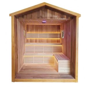 Sala de Sauna al aire libre de diseño moderno para 4 personas, estufa eléctrica de gama alta de 6kw y sauna de vapor de madera, jardín, vapor grande - Product Image 1