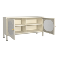 Meuble de salon moderne, meuble TV en métal, support TV réglable avec rangement, meuble en métal à 2 portes, unité de rangement pour la maison