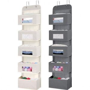 5-<b>Shelf</b> Over the Door Hanging Organizer with 2 Metal <b>Hooks</b> Shoes Organizer - Product Image 1