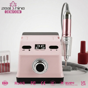 เครื่องขัดเล็บพลาสติกแบบพกพา หน้าจอ LCD ความเร็ว 35000 รอบต่อนาที สีขาวชมพู เครื่องเจียรเล็บไฟฟ้าระดับมืออาชีพ ใช้ได้กับปลั๊กไฟแบบ US/UK - Product Image 1