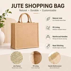 Bolsa de Yute Natural al por Mayor, Bolsa de Compras Reutilizable de Gran Capacidad con Logotipo Personalizado - Product Image 4