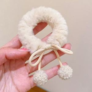 Nouvelle élastique à cheveux en peluche avec nœud papillon, élastique à cheveux très extensible pour femme, accessoires capillaires mignons - Product Image 6