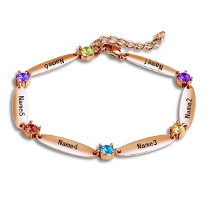 Neue 12-farben-gravur individuelle Namen-Kette-Armband europäischer amerikanischer Stil mit ovalen Diamant-Stein-Muster - Product Image 1