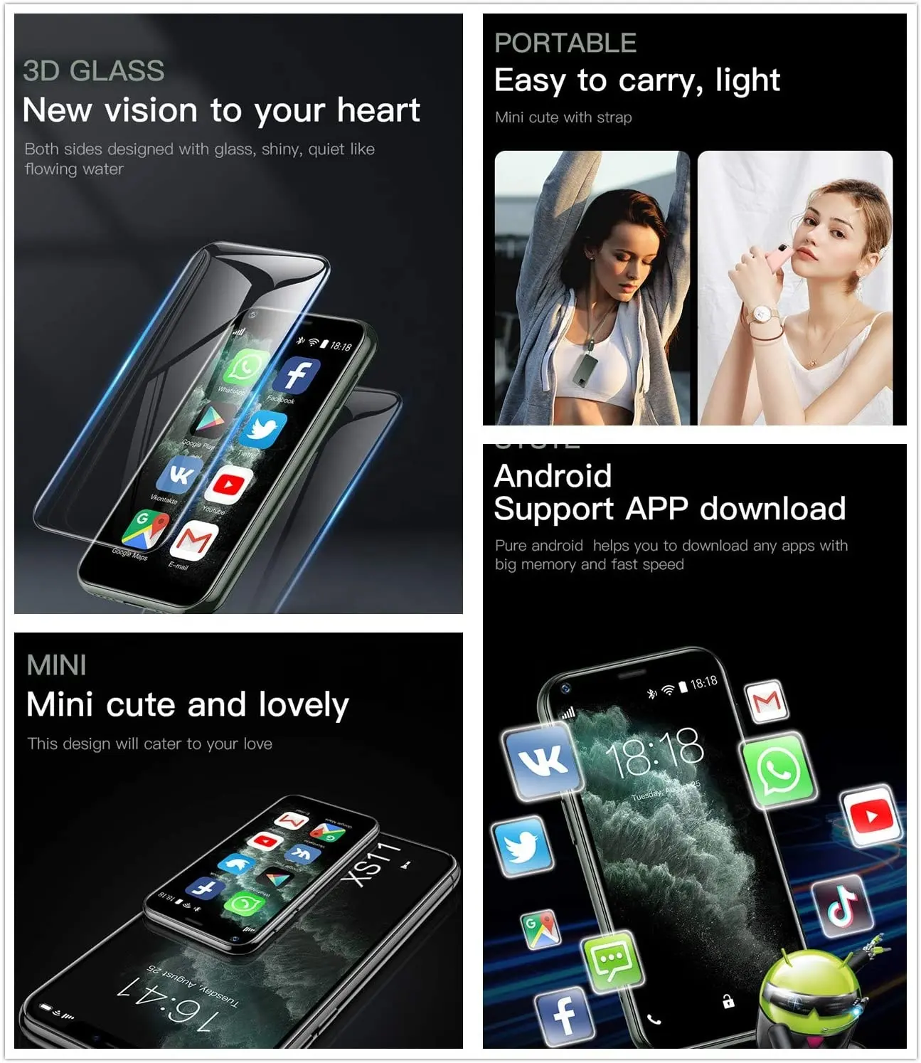 Super Mini 2.5 Inches Android Smart Phone Quad Core 1G+8G 5.0MP Dual SIM  High Definition Mini Phones Unlocked (White) …