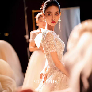 MTF BRIDE Lace Wedding Dress Ball Gown Sweetheart Neckline Embroidered Lace Net Princess Waistline Floor Length - Product Image 3