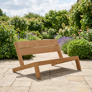 Chaise longue de relaxation en teck massif pour l'extérieur, profil bas, pour patio - Product Image 2