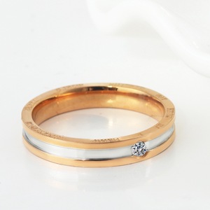 yunnique Rose Gold <b>Titanium</b> Steel Letter <b>Ring</b> Bezel Set Diamond Unisex Fashion Jewelry Gift - Product Image 4