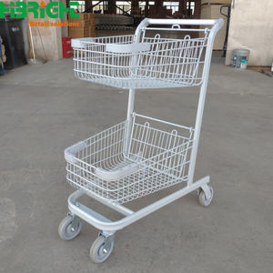 Chariot Highbright 80L à double couche en plastique et métal, grande capacité de charge, durable et facile à transporter pour les supermarchés - Product Image 3