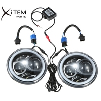 Phare à LED RVB 7 ''avec anneaux multicolores Angel Eyes Hi/Low Beam DRL Headlamp