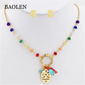 Hot sale Jewelry Set colorful Pearl necklace Designs cute animal earring jewelry set