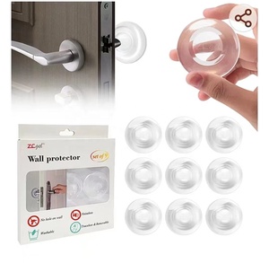 Pomo de puerta transparente manija de puerta autoadhesiva parachoques Escudo de pared tapón de puerta de plástico - Product Image 1