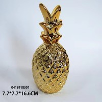 Figurine 3D Ananas Doré en Céramique, Ornement Décoratif pour Anniversaire et Maison, Vente en Gros Fabricant, pour Salon