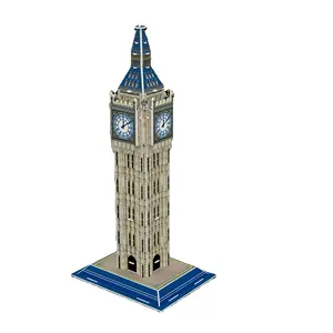 Fábrica al por mayor Gran oferta DIY educación juguete rompecabezas para adultos para niños Reino Unido Big Ben Navidad regalo precio barato papel 3D rompecabezas