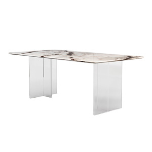 Ensemble de table à manger moderne en marbre, 6 pièces, rectangulaire, meubles durables pour salle à manger, adultes et personnes âgées - Product Image 4